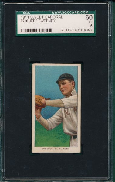 1909-1911 T206 Sweeney, Jeff, Sweet Caporal Cigarettes SGC 60 *Factory 25* 