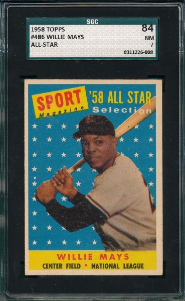 1958 Topps #486 Willie Mays AS SGC 84