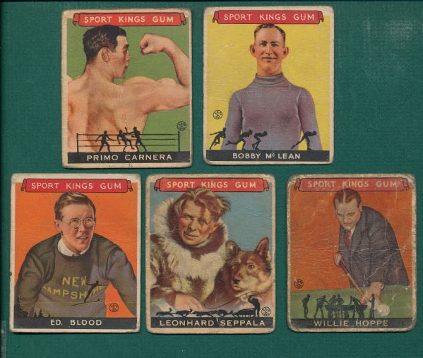 1933 Sports Kings (5) Card Lot W/ Carnera