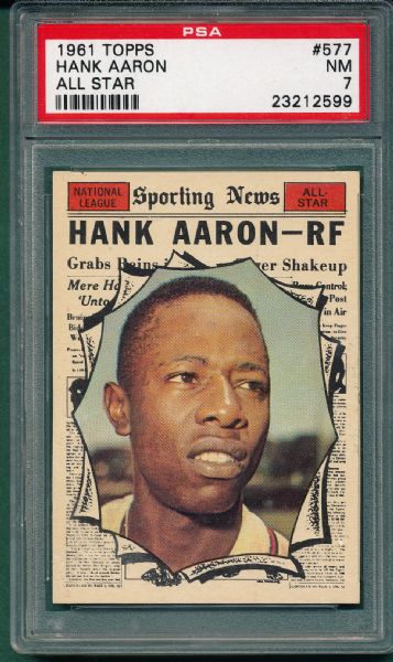 1961 Topps #577 Hank Aaron, AS PSA 7 *High #*