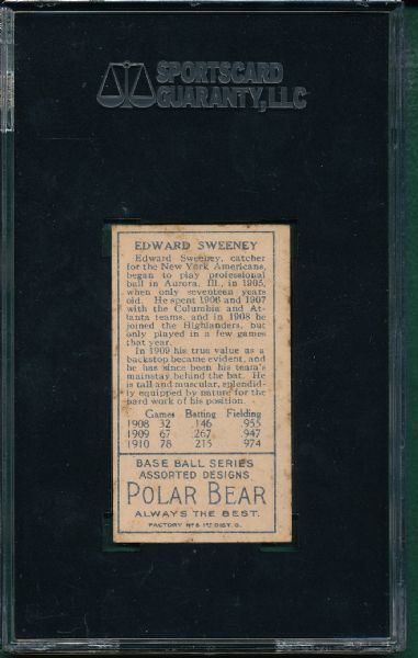 1911 T205 Sweeney Polar Bear Tobacco SGC 40 *SP*