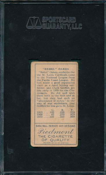 1911 T205 Oakes Piedmont Cigarettes SGC 45 *Factory 42*