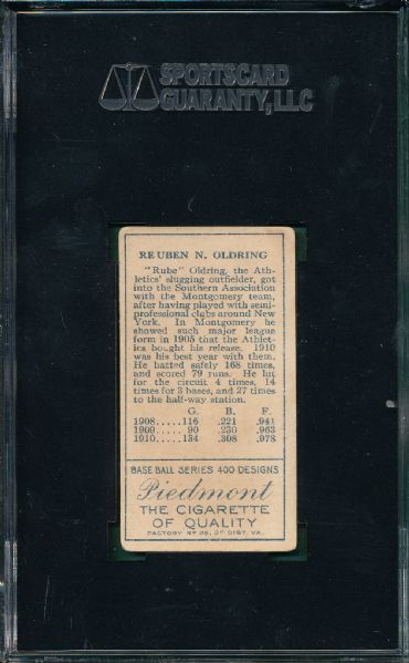 1911 T205 Oldring Piedmont Cigarettes SGC 40