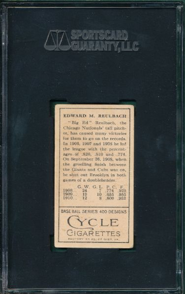 1911 T205 Reulbach Cycle Cigarettes SGC 40