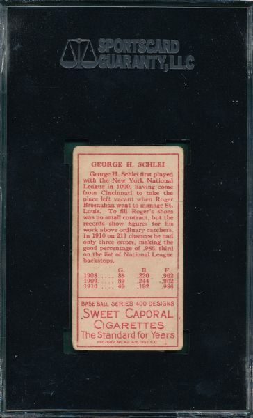 1911 T205 Schlei Sweet Caporal Cigarettes SGC 30