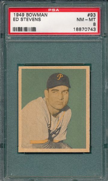 1949 Bowman #93 Ed Stevens PSA 8