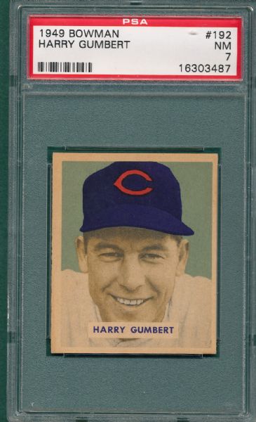 1949 Bowman #192 Harry Gumbert PSA 7 *High #*