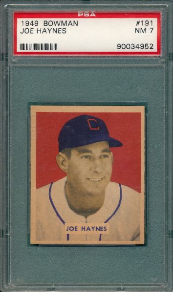1949 Bowman #191 Joe Haynes PSA 7 *High #*