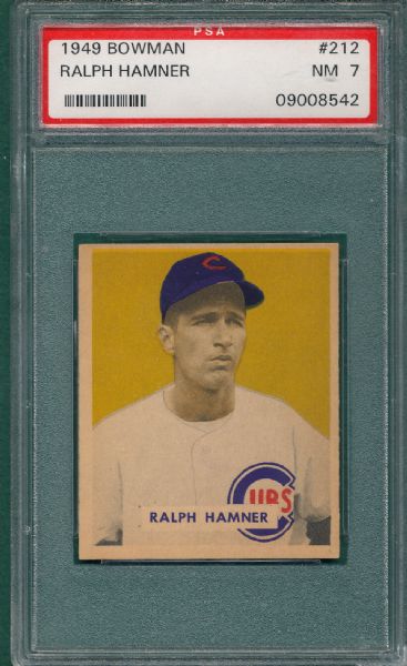 1949 Bowman #212 Ralph Hamner PSA 7 *High #*