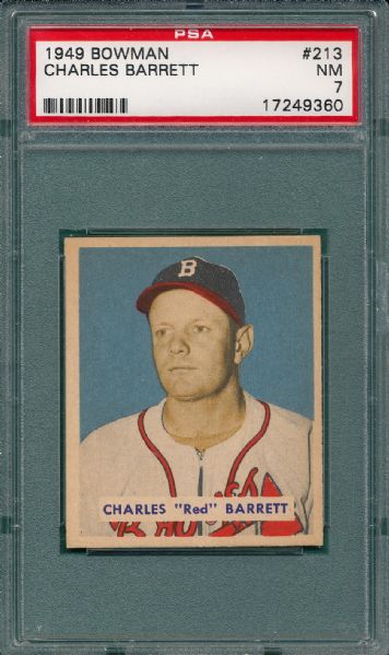 1949 Bowman #213 Charles Barrett PSA 7 *High #*