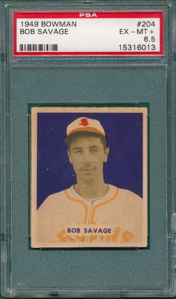 1949 Bowman #204 Bob Savage PSA 6.5 *High #*