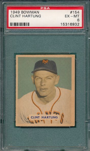 1949 Bowman #154 Clint Hartung PSA 6 *High #*