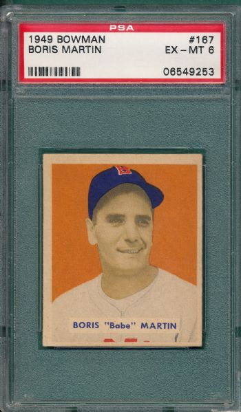 1949 Bowman #167 Boris Martin PSA 6 *High #*