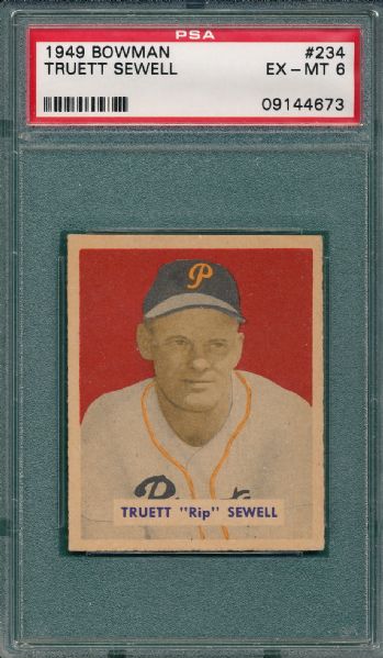 1949 Bowman #234 Truett Rip Sewell PSA 6 *High #*