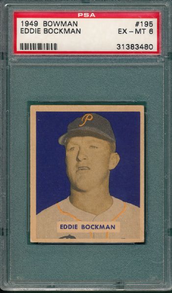 1949 Bowman #195 Eddie Bockman PSA 6 *High #*
