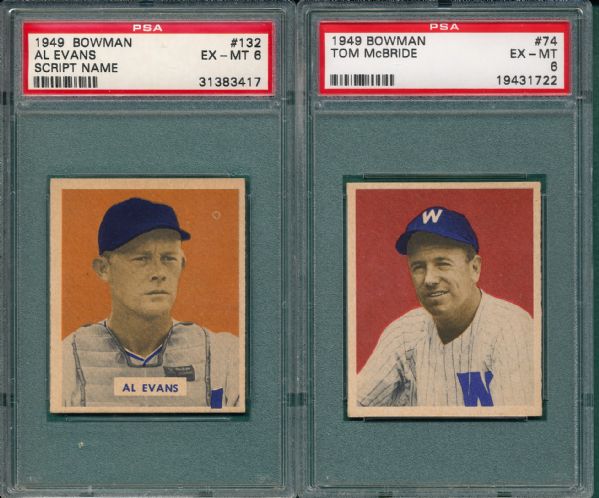 1949 Bowman Washington Senators (5) Card Lot W/ #144 Haefner PSA 6  