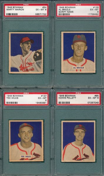 1949 Bowman (4) Card Lot W/ #54 Marion PSA 6  