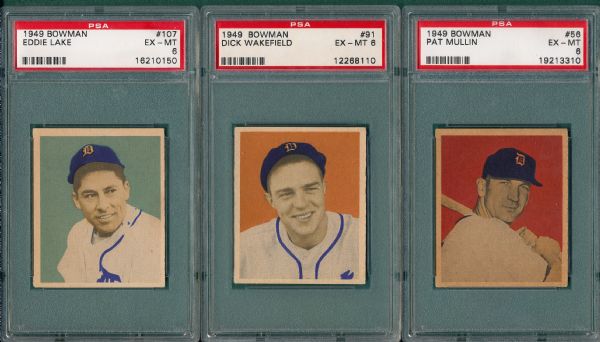 1949 Bowman #122, #133 & #141, (3) Card Lot PSA 6  