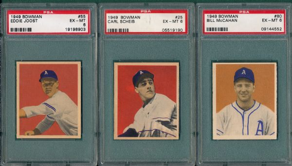 1949 Bowman #25, #55 & #80, (3) Card Lot PSA 6  