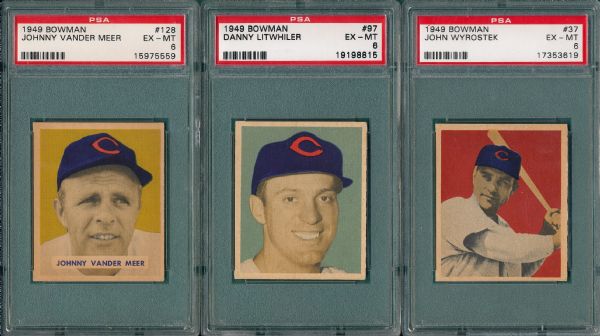 1949 Bowman #37, #97 & #128, (3) Card Lot PSA 6  