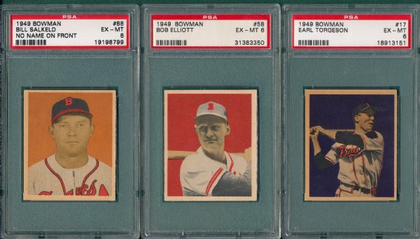 1949 Bowman #17, #58 & #88, (3) Card Lot PSA 6  