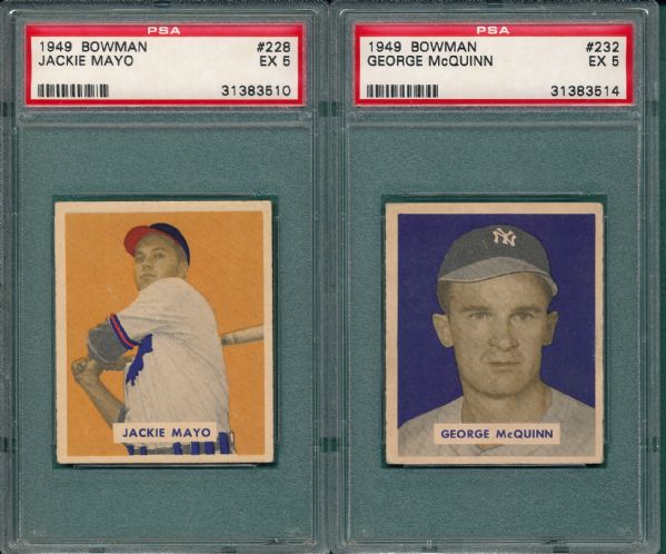 1949 Bowman #228 Mayo & #232 McQuinn (2) Card Lot PSA 5 *Hi #*