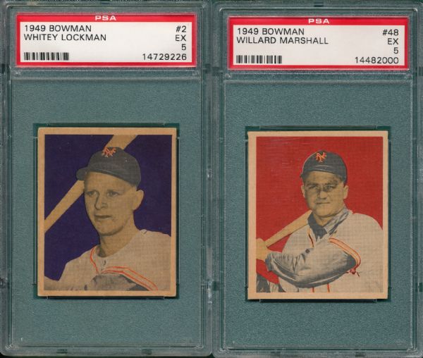 1949 Bowman (6) Card Lot of New York Giants PSA 5 W/ Lockman