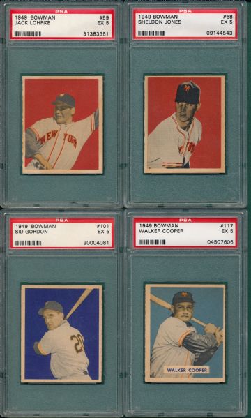 1949 Bowman (6) Card Lot of New York Giants PSA 5 W/ Lockman