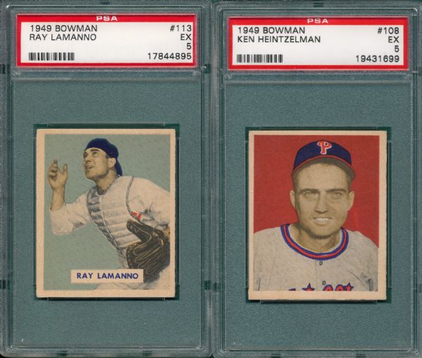 1949 Bowman (6) Card Lot PSA 5 W/ Baumholtz