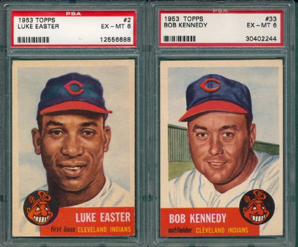 1953 Topps #33 Kennedy & #2 Easter (2) Card Lot PSA 6