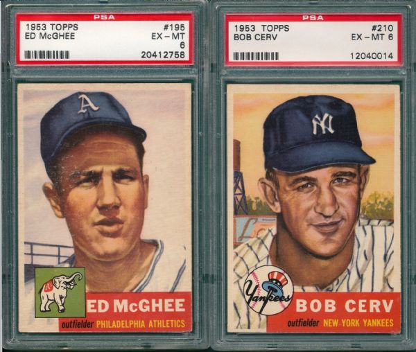 1953 Topps #195 McGhee & #210 Cerv (2) Card Lot PSA 6