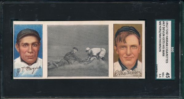 1912 T202 Devlin Gets His Man, Meyers/Mathewson, Hassan Cigarettes SGC 45
