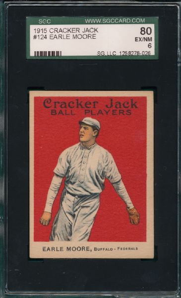 1915 Cracker Jack #124 Earle Moore SGC 80 *Federal League*