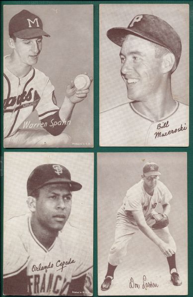 1947-66 Exhibit Baseball Lot of (18) W/ Spahn