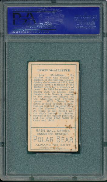 1911 T205 McAllister Polar Bear Tobacco PSA 4 *SP, Minor League*