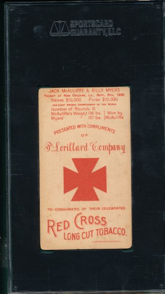 1893 N266 McAuliffe/Myers Red Cross Tobacco SGC 10 *Presents Better*