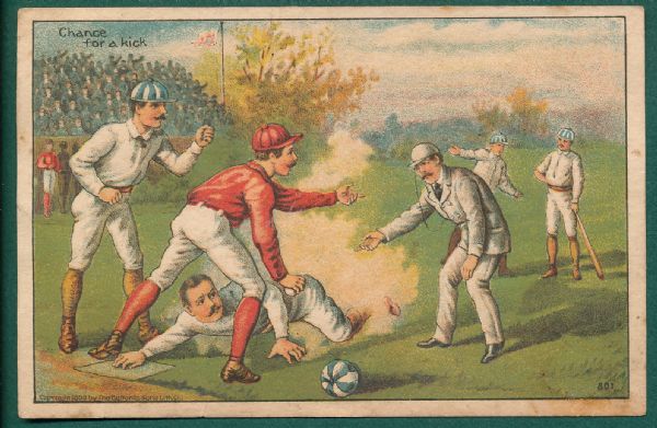 1888 Baseball Trade Card Chance for a Kick, Buffords & Sons Litho Co.