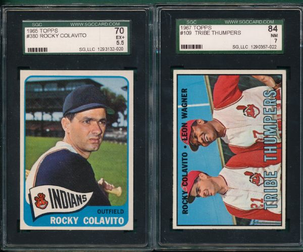 1965-67 Topps Rocky Colavito (2) Card Lot