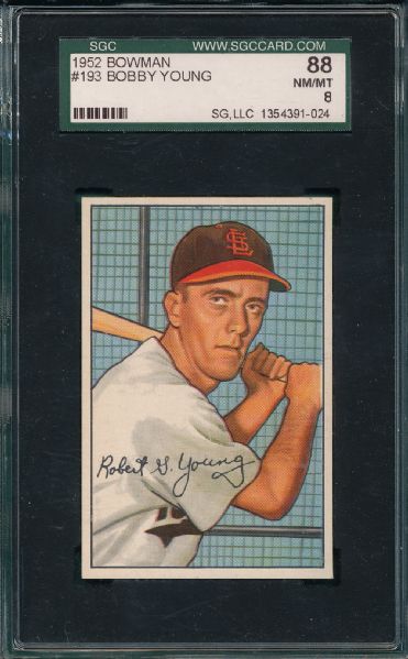 1952 Bowman #193 Bobby Young SGC 88