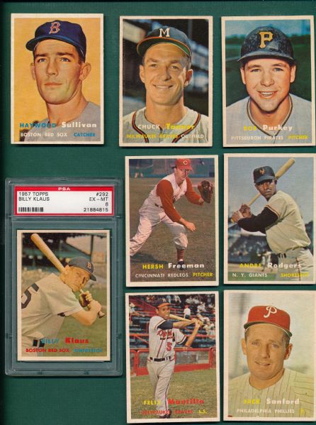 1957 Topps (8) Card Lot W/ Klaus PSA 6