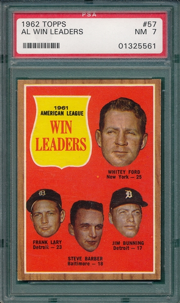 1962 Topps #57, #575 & #576 (3) Card Lot PSA