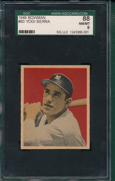 1949 Bowman #60 Yogi Berra SGC 88