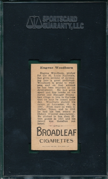 1912 T207 Eugene Woodbury Broad Leaf Cigarettes SGC Authentic