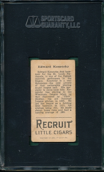 1912 T207 Edward Konetchy Recruit Little Cigars SGC 40