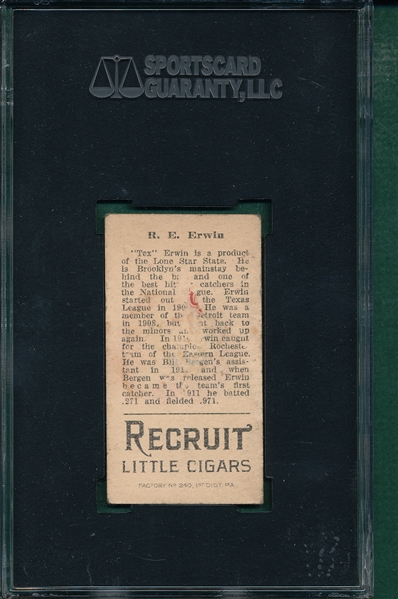 1912 T207 Erwin Recruit Little Cigars SGC 20