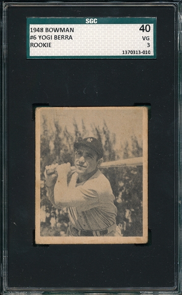 1948 Bowman #6 Yogi Berra SGC 40 *Rookie*