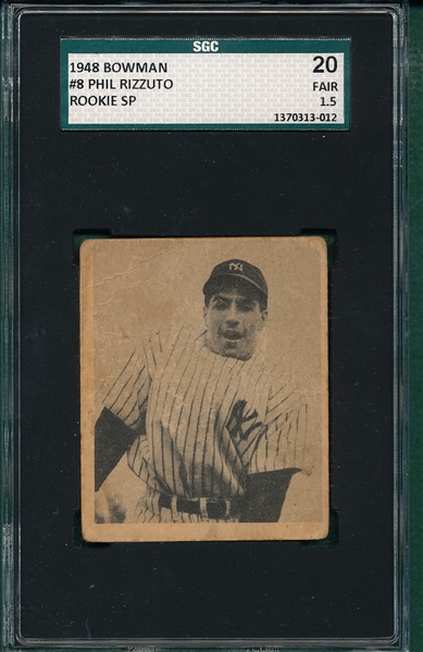 1948 Bowman #8 Phil Rizzuto SGC 20 *Rookie* *SP*