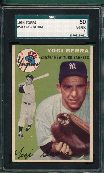 1954 Topps #50 Yogi Berra SGC 50