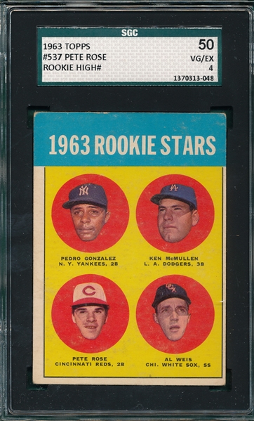 1963 Topps #537 Pete Rose SGC 50 *Rookie*