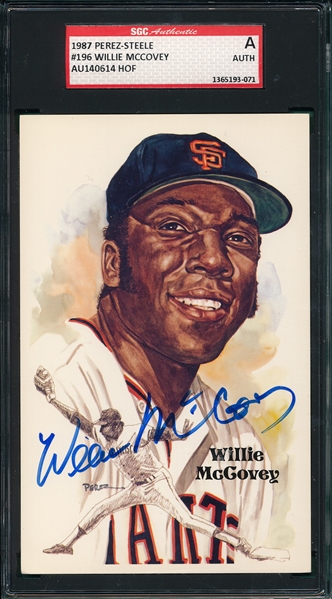 Perez-Steele Post Card Willie McCovey, Signed SGC Authentic